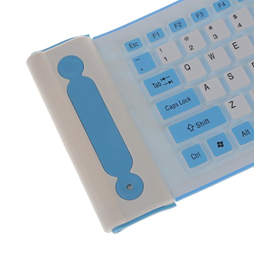 MagiDeal Faltbar USB-Empfänger Silikon Tastatur Wireless Bluetooth Keyboard 2.4Ghz für PC, Laptop & Notebook – Blau - 5