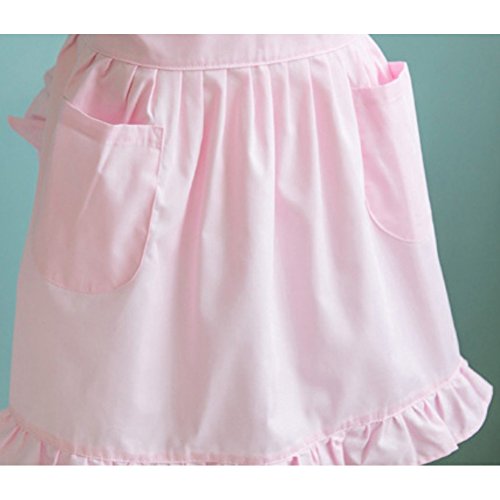 UEETEK Frau Retro-viktorianischen Kochen Schürze Chefkoch Schürzen mit Taschen zum Kochen (rosa) - 5