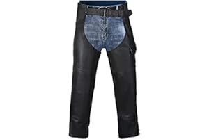 HWK Motorcycle Leather Chaps for Men and Women, Black Motorcycle Chaps for Road Rash Protection and All-Weather Comfort