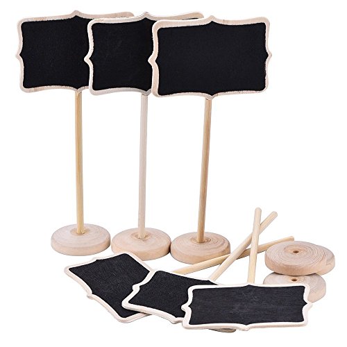 Mini Rechteck Kreidetafeln doppelseitig schwarz Board für Nachricht Board Schilder, Set von 12, Mini Chalkboard Rectangle Shape Blackboards on Stick Stand Place Holder Brand New Wedding Party Decorations - 4