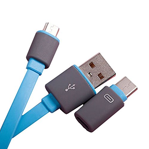 Skitic 2 in 1 Ausziehbares Roll-up Micro USB Typ C Metall Ladekabel Datenkabel Schnellladekabel für Huawei P9/ P9 Lite/ P8/ P8 Lite, Samsung Galaxy S7/ S7 Edge/ S6 / S6 Edge / S5 / S4, Galaxy Note 5/ 4/ 3/ 2, HTC, Sony, Oneplus, Xiaomi, LG, Motorola, Alle Handys und Tablette mit Android System (Blau) - 5