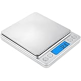 Amir Balance de Poche de Precision, 500g/0.01g, Balances de Bijoux, Écran LCD Rétroéclairé, Fonction de Tarage + Fonction de Comptage, 2 Pallets(Acier Inoxydable)