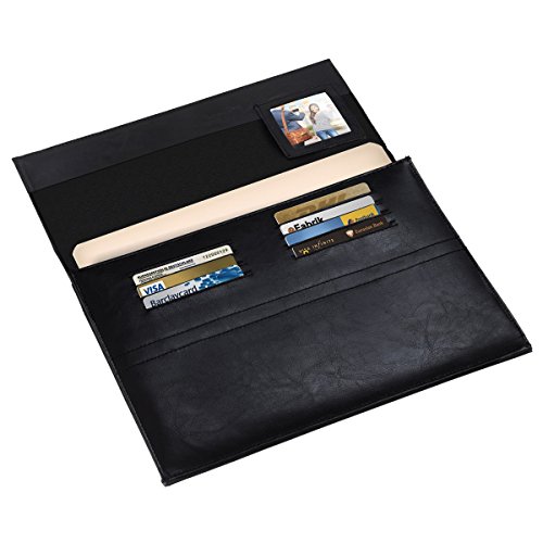eFabrik Ledertasche für Apple MacBook 12 Zoll Tasche Schutz Hülle Cover Sleeve Zubehör (Leder), Farbe:Schwarz - 9