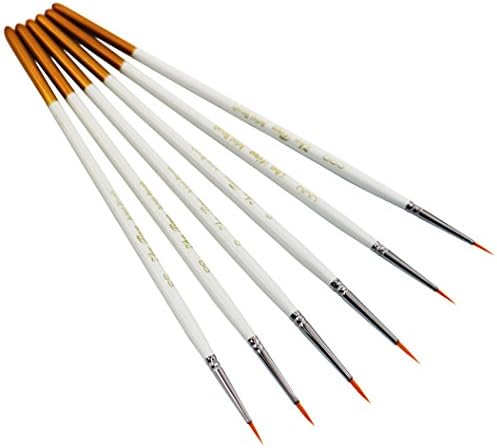 SUNSWEI 6 Pieces Painting Brushes, Miniature Art Short Bristles Brushes for Fine Detailing, Art Painting - Acrylic, Watercolor, Oil - Miniatures, Models, Airplane Kits, Nail