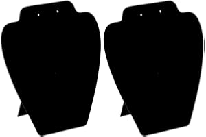 NyxSeat Lot de 2 présentoirs pour boucles d'oreilles et colliers - Tableau d'exposition floqué noir - Accessoires d'exposition de bijoux - Présentoir à bijoux