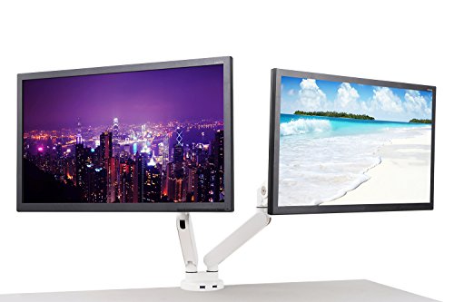 ThingyClub Gas Powered Double LCD LED Gas Desk Mount Arm Monitor Stand Bracket with Tilt and Swivel (Tilt -45°/+90°|Swivel 180°|Rotate 360°) +3 Years Warranty