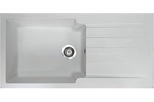 Essebagno Sierra évier 1 grande cuve 1 égouttoir en résine blanc