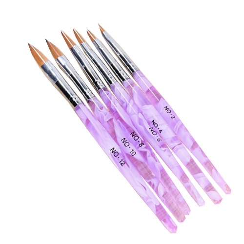 6Pcs Different Size Acrylic Nail Art Design Brush Set (NO.2,4,6,8,10,12)