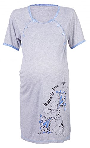 Happy Mama Women's Maternity Hospital Gown Nightie for Labour & Birth. 165p (Blue, UK 18)