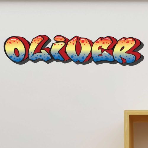 Personalised Graffiti Wall Sticker - Full Colour art decal - Any Name - Choice of sizes - Kids childs bedroom nursery