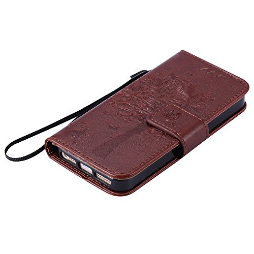 Nancen Tasche Hülle für Apple iphone 5 / 5S / SE (4,0 Zoll) Flip Schutzhülle Zubehör Lederhülle mit Silikon Back Cover PU Leder Handytasche im Bookstyle Stand Funktion Kartenfächer Magnet Etui Schale - 4