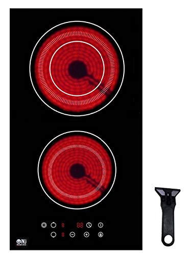 NJ CH-28 Plaque double infrarouge à intégrer Contrôle tactile Réchaud électrique verre noir 3200W