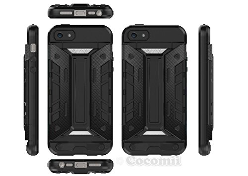 Cocomii Transformer Armor iPhone SE 5S 5C 5 Funda NUEVO  Robusto  Superior Incorporado Cartera Soporte Antichoque R  gido Caja  Militar Defensor  Cuerpo Completo Doble Capa S  lido Case Carcasa   NEW  Heavy Duty  Premium Built-in Multi Card Holder Kickstand Shockproof Hard Bumper Shell  Military Defender  Full Body Dual Layer Rugged Cover for Apple iPhone SE 5S 5C 5  T Red 