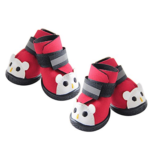 Preisvergleich Produktbild Wildlead Winterschuhe für Haustiere, für Hunde, Regenstiefel, Schneeschuhe, wasserdicht, Rutschfest, warm, Kleine Welpen, Katzen, Hunde, Socken, Haustiere 3 Rot