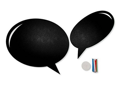 Tafel-Wandsticker 2erSet "Sprechblasen/Balloons" 1x ca. 40x33cm, 1x ca. 34x18cm incl. 8 bunten Kreidestiften, 1 Schwamm **beschriften und wegwischen**