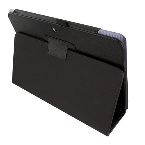 3in1 Set: kwmobile Hülle für Asus Memo Pad 10 ME102A – Tabletcover Slim Case Tablet Schutzhülle – Smart Cover Tabletcase Schwarz + Folie, kristallklar + Stylus, Schwarz - 2