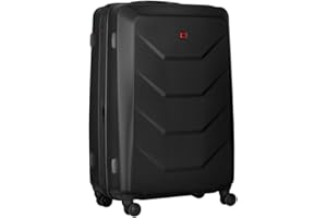 WENGER Prymo Large Hartschalenkoffer mit 4 Rollen, Trolley, Groß, 93 (107) l, Sicherheitsschloss, Damen Herren, Reisen Urlaub, Schwarz, 612538