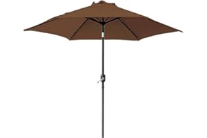 GREEN BAY Greenbay 3m Round Parasol 8 Metal Ribs Construction Garden Furniture Parasol Outdoor Umbrella With Winding Crank & Tilt Function (Coffee)