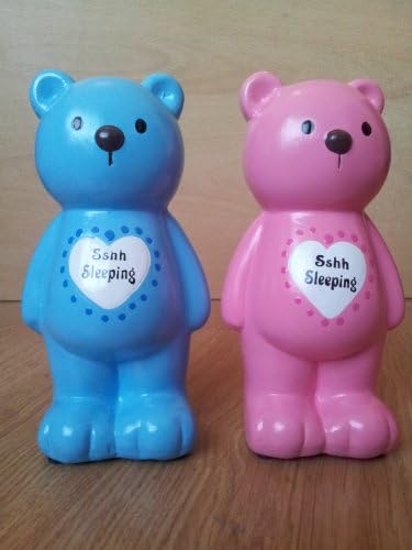 Bear Money Bank Or Box With Speacial Message - Blue Sshh Sleeping