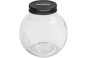 Mczcent Hucha Transparente, Huchas Alcancía de Cristal con Tapa Ranurada Negra para Todas Las Monedas de Euro, Alcancia Piggy Coin Money Bank Box Tip Jar para Niños Niñas Adolescentes Adultos
