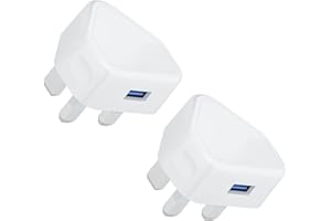 REKAVIN USB Plug UK 3 Pin Mains Charger,2 Pack USB Wall Charger Plug Adaptor UK Compact Phone Charge Head Old 5V/1AMP/5W Charging for iPhone 11/11 Pro/10/Xs/XS Max/XR/X/8/7/6 Plus/5/5S/iPad,Samsung,MP3
