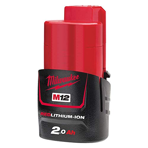 Milwaukee M12B2 M12B2-Batteria agli ioni di Litio da 2,0 Ah, Colore: Rosso, 0 W, 12 V, Multi