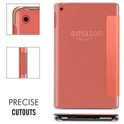 MoKo Hülle für All-New Amazon Fire HD 8 Tablet (7th Generation – 2017 Modell) – Ultra Slim Lightweight Smart Cover mit Durchschaubar Rückseite Schutzhülle für das neue Fire HD 8, Orange - 5