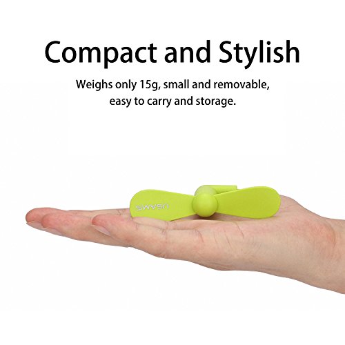 Portable Mini USB Phone Fan, USAMS Type-C Handy Fan, Cool Kühler drehbar Lüfter mit Zwei Blätter für Samsung S8/S8 Edge Huawei und andere Android Smartphone mit OTG Function (Weiß) - 4