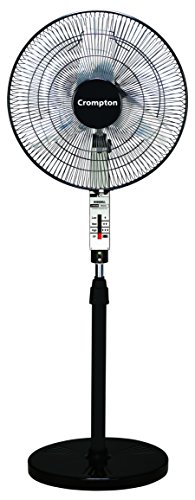 Crompton Windmill High Speed 400 mm (16 inch) Oscillating Pedestal Fan for Homes and Kitchens (Chrome Black)