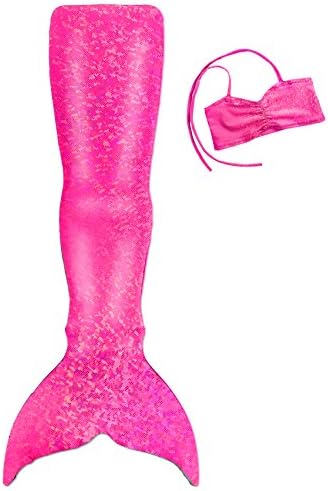 UraMermaid Royal Selection Swimmable Mermaid Tail &amp; Mermaid Top (8-9, Malibu Pink Unicorn Bikini Bra Top)