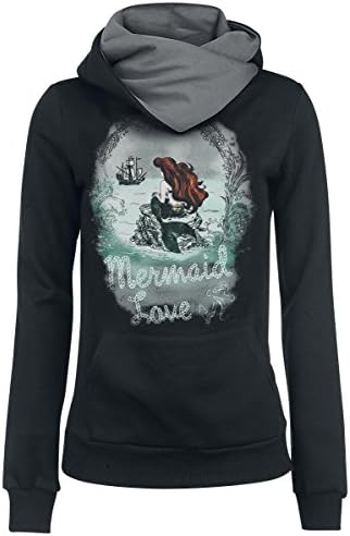 Arielle die Meerjungfrau The Little Mermaid Waiting For You Girls Hooded Sweatshirt Black-Grey S