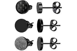 Aroncent 3/6 Paires Boucle d Oreille Homme, Clous d Oreilles Cercle en Forme de Rivet en Acier Inoxydable Fantaisie Bijoux Hip-hop Cadeau pour Homme