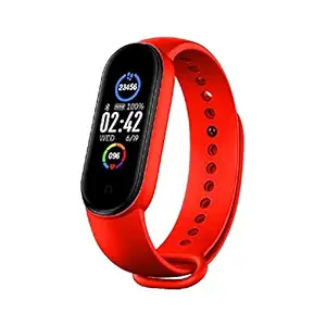 SHOPTOSHOP M5 Smart Band 2.3  Fitness Band, 1.1-inch Color Display, USB Charging, Activity Tracker, Men's and Women's Health Tracking, Red Strap