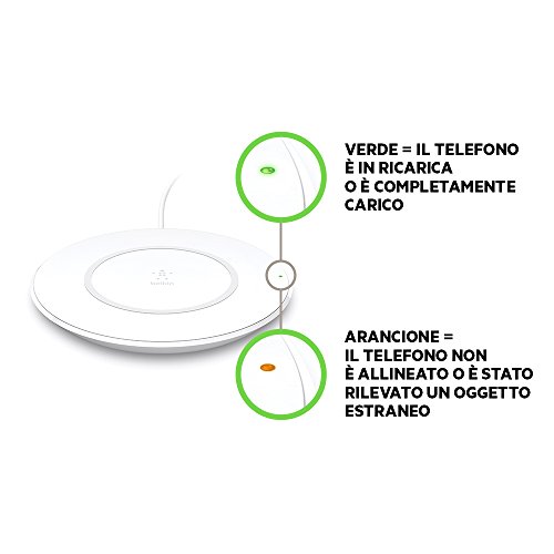 Belkin Boost Up Tappetino di Ricarica Rapida Wireless, 7.5W, Iphone X/8/8+ e Altri Dispositivi, Tecnologia Qi, Progettato in Collaborazione con Apple, Certificazione Qi, Caricatore Eu Incluso, Bianco