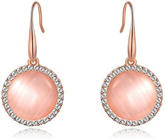Genuine Rose Jewellery 18ct Real Rose Gold Plated Mother Of Pearl Opal Round Earrings With Swarovski Elements