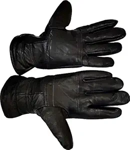 Autokraftz Leather Warm Lined Bike Gloves (Black, XXL)