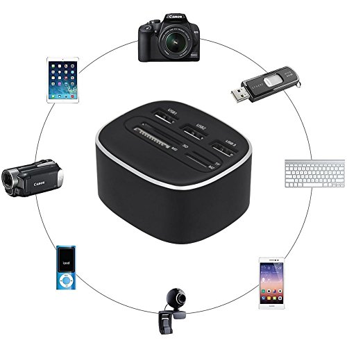OXoqo Micro USB SD Kartenleser, OXOQO Universal 3 Ports Externer Multi Hochgeschwindigkeit Flash Speicher 2,0 Kartenleser mit SD / TF / MS / M2 Port für PC Laptop Mac - 4