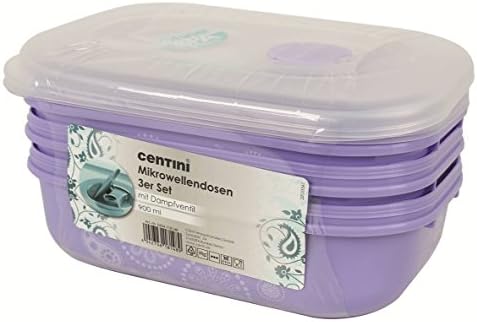 Microwave Containers 0.9 L with Steam Outlet and Decoration, lavender, 0,9L - 2 Set