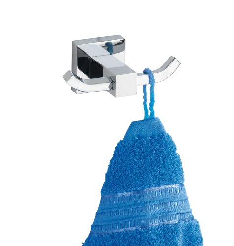 WENKO 17967100 Power-Loc Wandhaken Duo San Remo – Befestigen ohne bohren, Doppelhaken, Messing, 10 x 5 x 5.5 cm, Chrom - 2