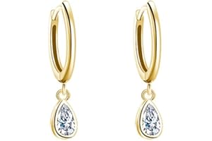 SLUYNZ 925 Argento Teardrop piccoli orecchini a cerchio per le donne Ragazze adolescenti CZ Goccioline Huggie Orecchini Minimalismo