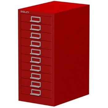 Bisley 10 Drawer Filing Cabinet Red All Steel Construction With