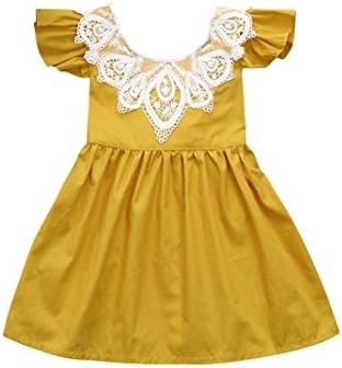 Kid Party Dresses,Dorame Toddler Kid Baby Girl Clothes Lace Ruffle Princess Party Dresses Outfits (6-12 months, Yellow)