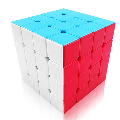 FAVINC Speed Cube 4x4 Stickerless Puzzle Magic Cube for Kids, Qiyi Twist Travel Toys