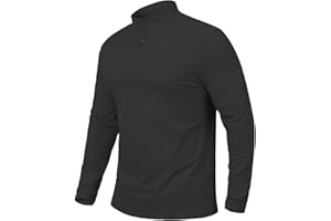 CARWORNIC Herren Half Zip Langarmshirt Atmungsaktiv Stehkragen Casual Baumwoll-Shirts