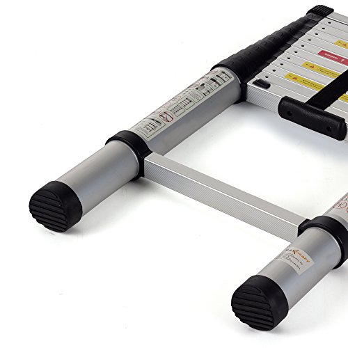 MAXCRAFT Teleskopleiter Aluleiter Stehleiter Fingerklemmschutz Anlegeleiter Mehrzweckleiter 3,80 m - 5