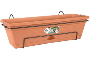 Elho Green Basics Balconnière Allin1 50 - Planteur pour Balcon & Extérieur - Ø 49.0 x H 16.5 cm - Marron/Terre Cuite Doux