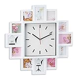 Para todos los gustos: El reloj de pared con marcos de fotos está disponible en 3 colores diferentes · Elige entre negro, blanco o plateado