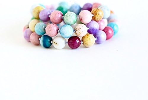 Pastel Agate Beaded Necklace With Sterling Silver Clasp