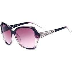 CREATURE Gaga Cat-Eye Oversize Sunglasses For Women - Purple Gradient Lens, Black Frame (GAGA-007)