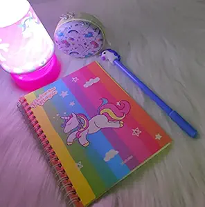 Tera13(pack of 3 items in 1 combo) unicorn diary with pen /unicorn lamp for kids / unicorn coin pouch for girls / diary for girls/ unicorn diary for girls /unicorn led lamp /led lamp